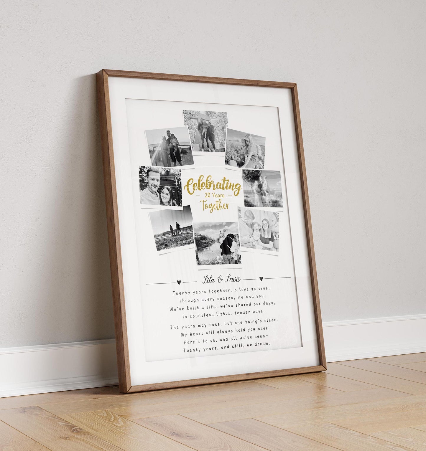 Personalised 20th Year Anniversary Photo Collage, Twenty Anniversary Gift, 20th Celebration, Polaroid Photo Gift, Porcelain Wife Anniversary
