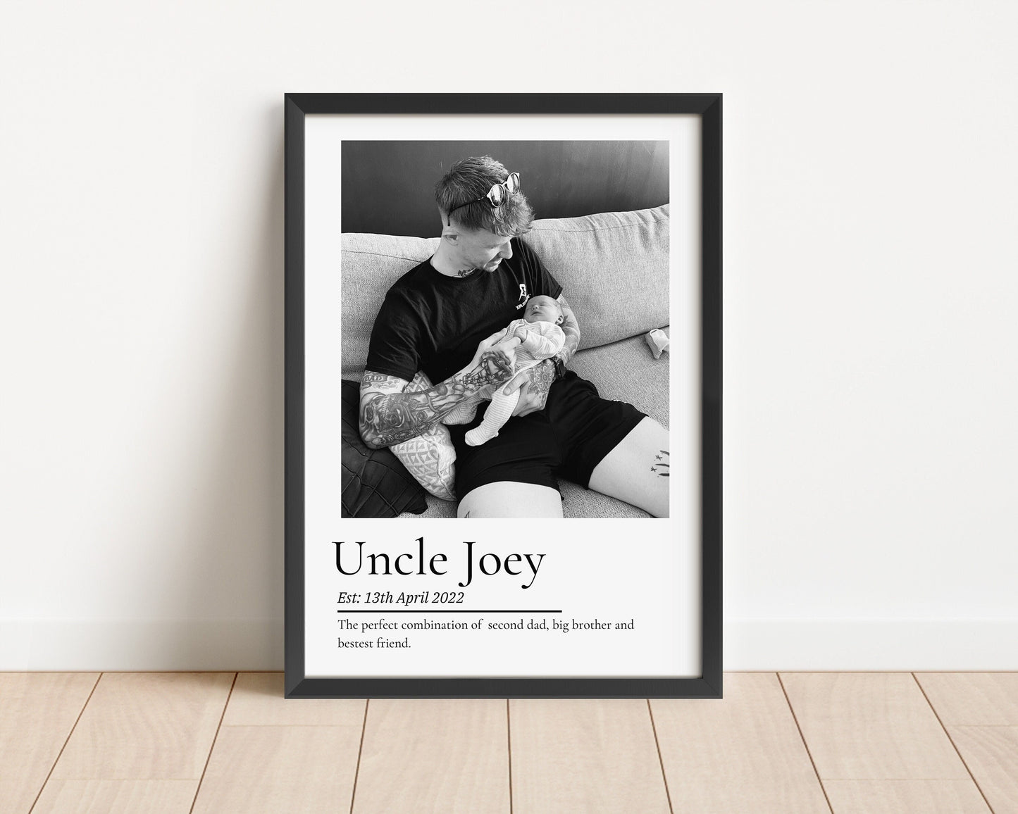 Personalised Uncle Print, Thank You Gift from Nephew Niece, Uncle Birthday Framed Wall Art, Photo Present for Brother, Father's Day Gift Art