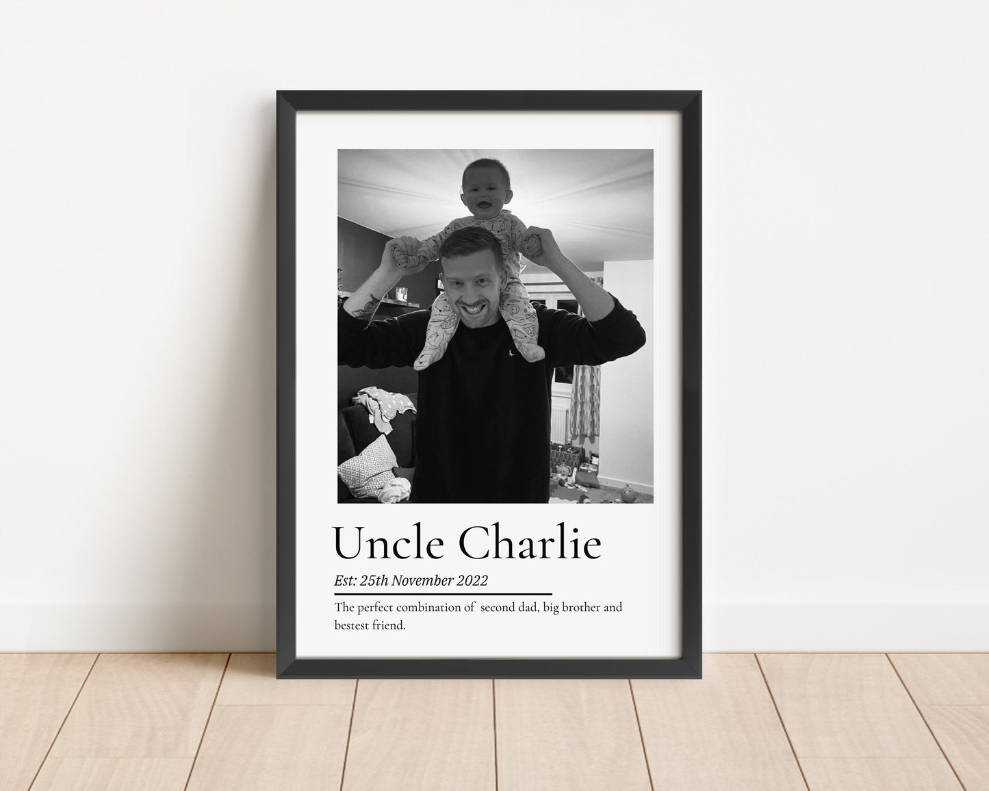 Personalised Uncle Print, Thank You Gift from Nephew Niece, Uncle Birthday Framed Wall Art, Photo Present for Brother, Father's Day Gift Art