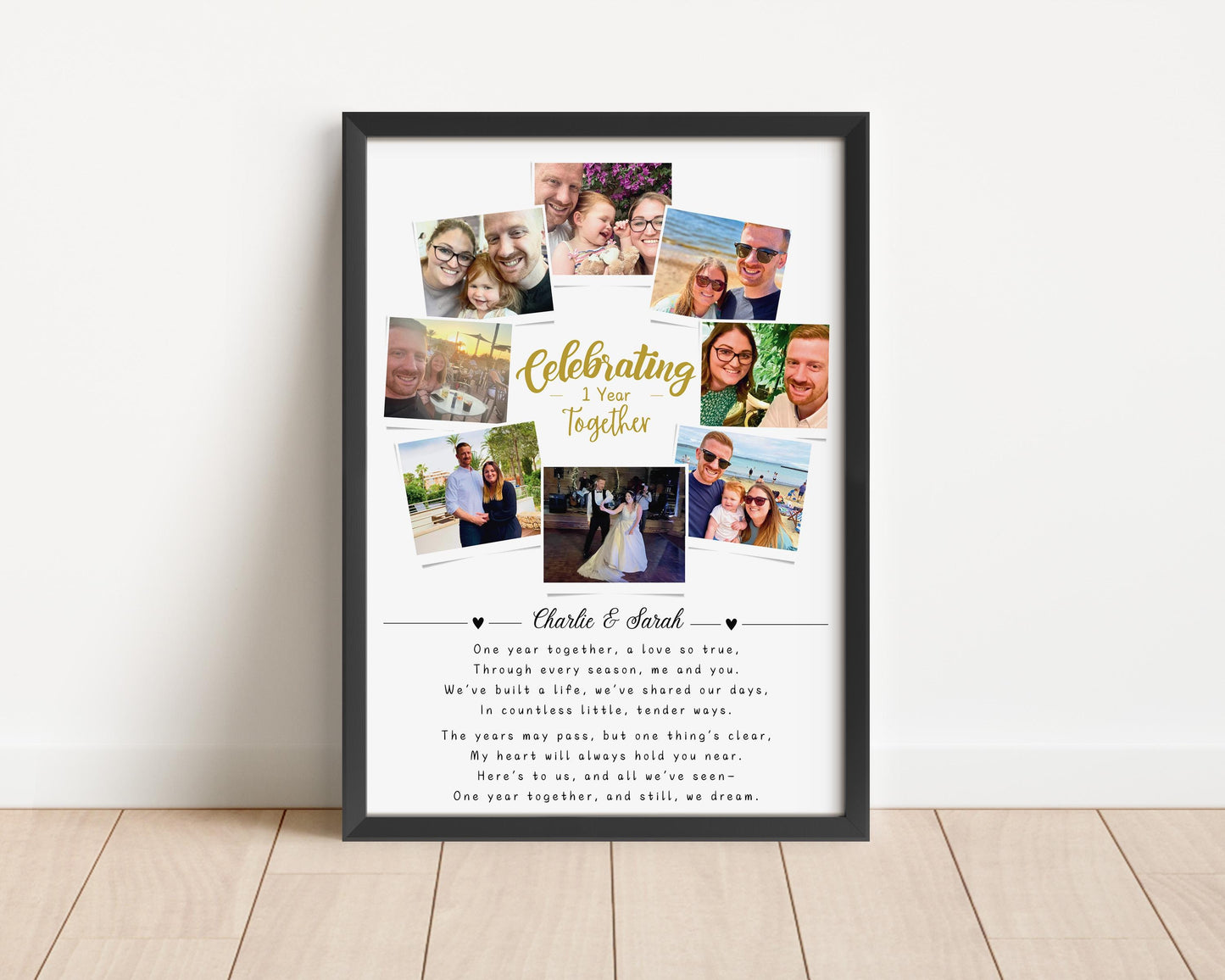 First Wedding Anniversary Personalised  Photo Collage, Paper Anniversary Gift, 1 Year Anniversary Celebration, Polaroid Photo Gift, Wedding