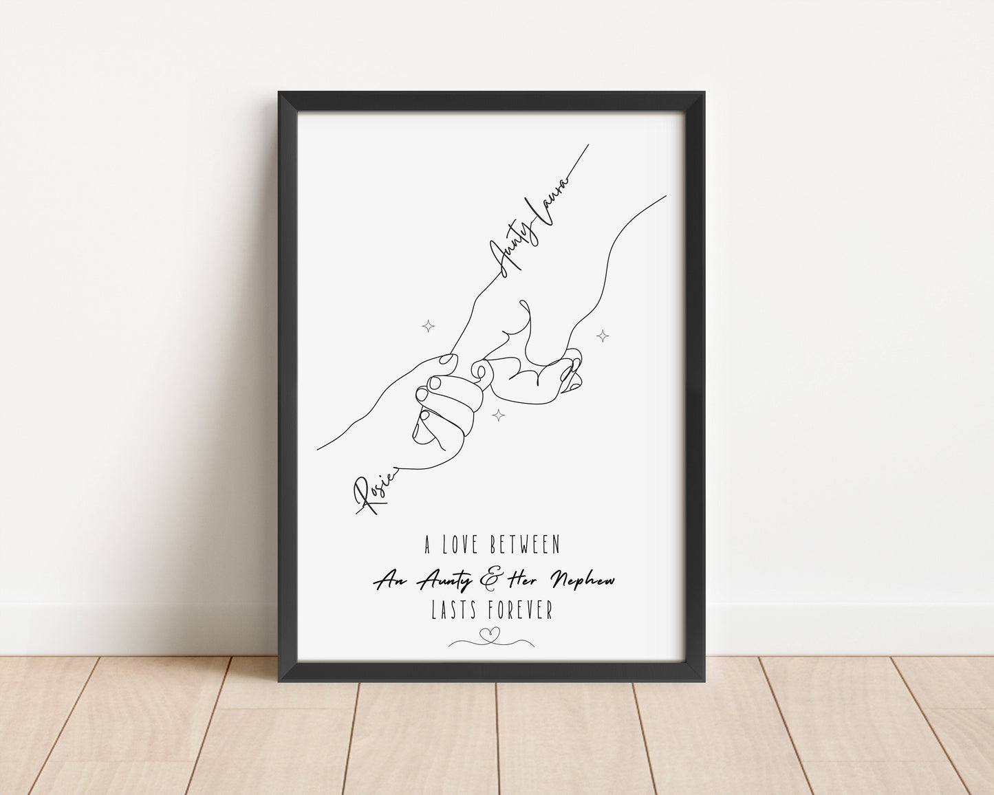 Personalized Aunt & Niece Line Art Print: Custom Hand Illustration