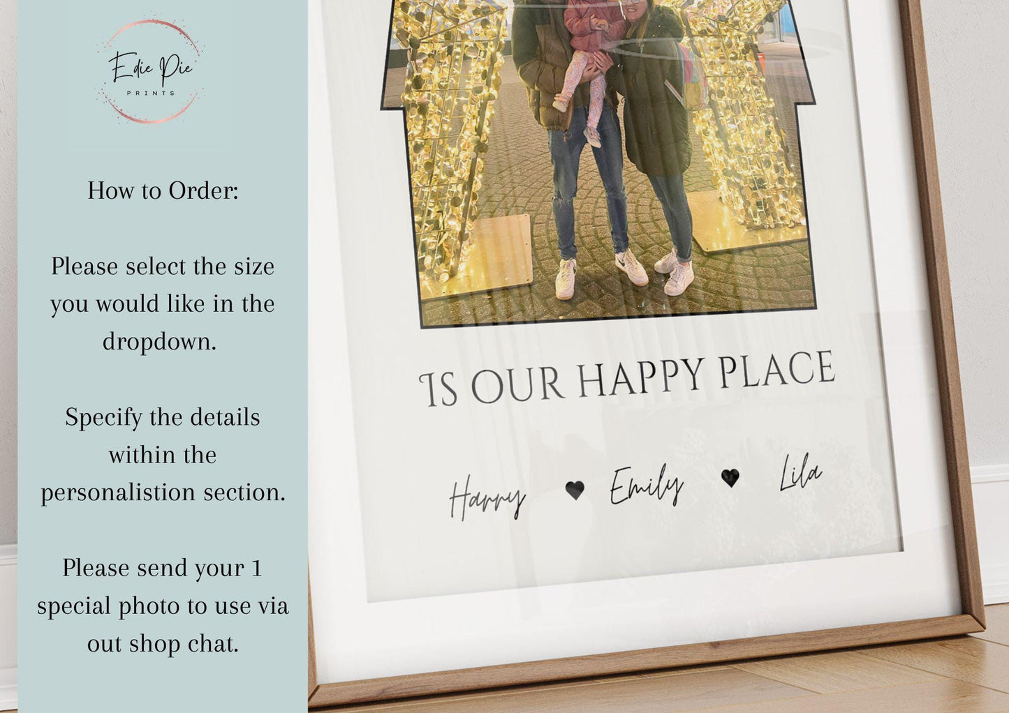 Personalised Family Photo House Print, Home Is Our Happy Place