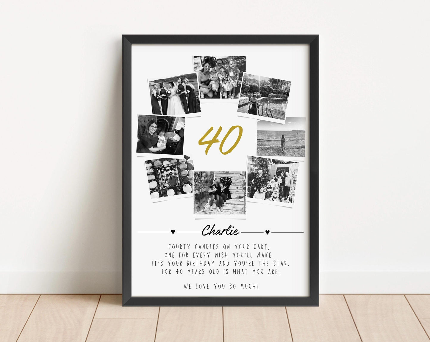 Personalized 40th Birthday Photo Collage Print: Milestone Celebration Wall Art