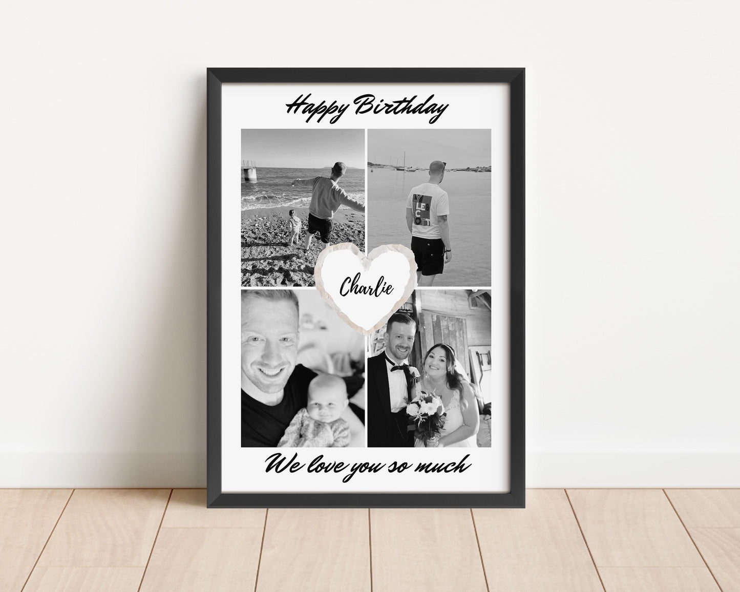Personalised Birthday Photo Collage Print, Custom Milestone Gift Framed