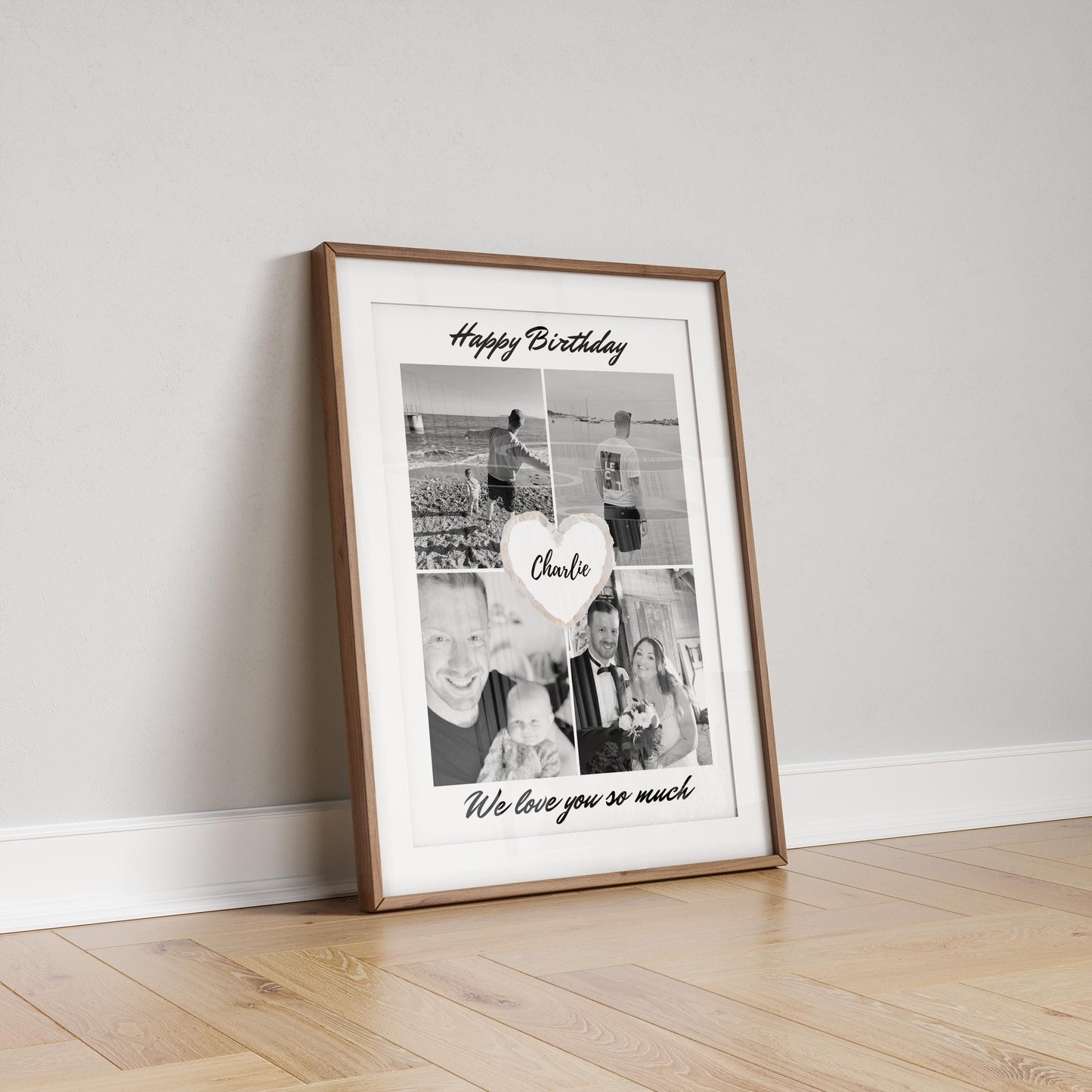 Personalised Birthday Photo Collage Print, Custom Milestone Gift Framed