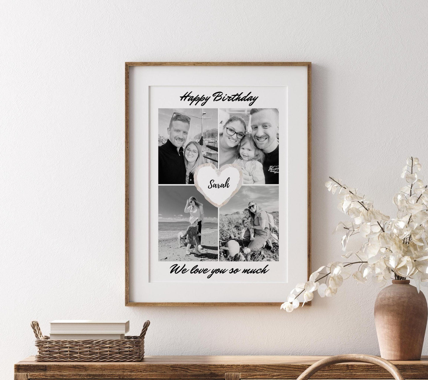 Personalised Birthday Photo Collage Print, Custom Milestone Gift Framed