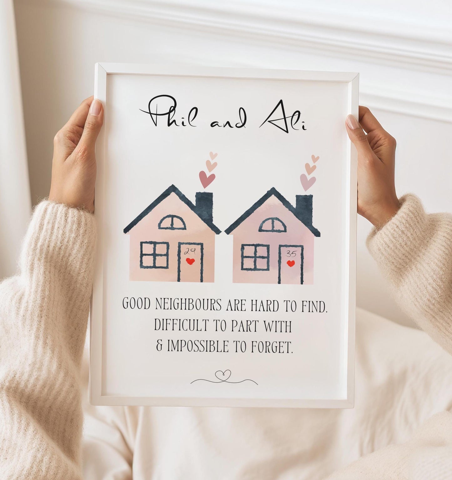 Personalised Neighbours Leaving Gift | Custom Thank You Gift | New Home Gift | Moving House Letterbox Gift | Watercolour Home Decor