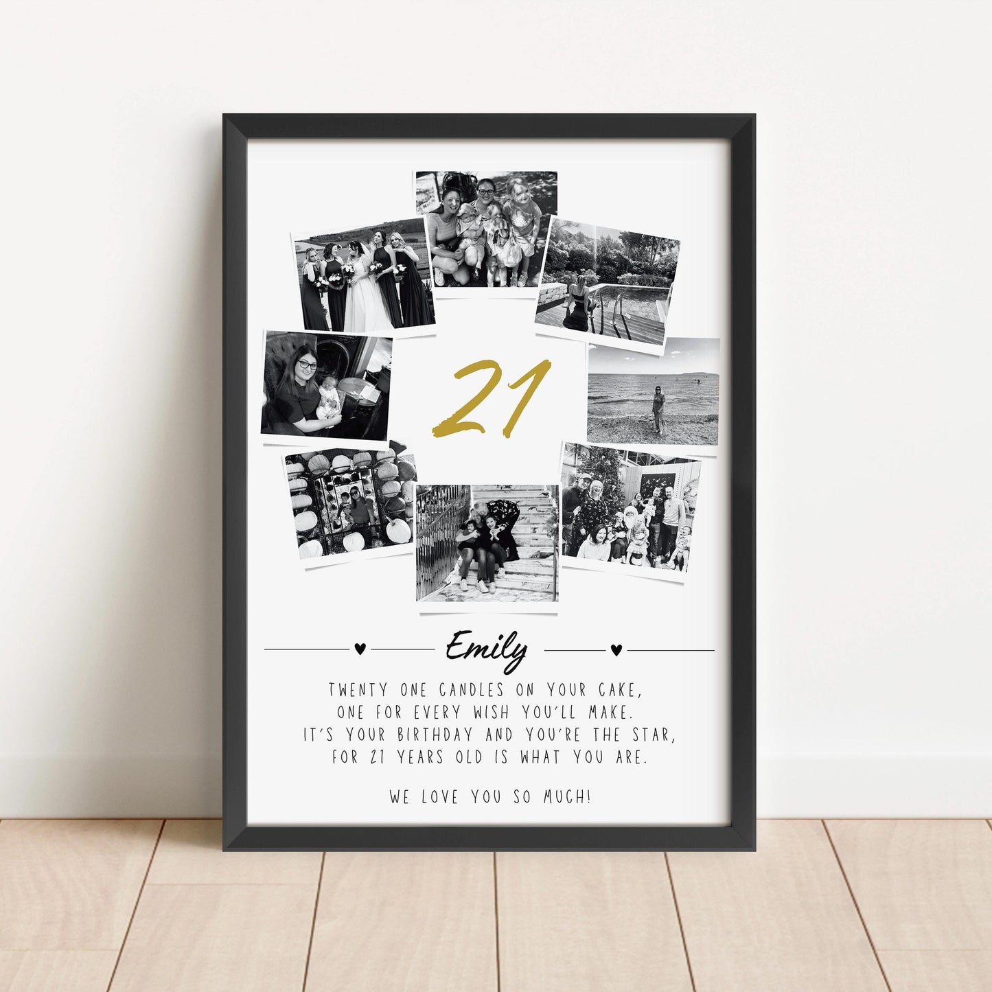 Personalised 21st Birthday Photo Collage Print: Keepsake Gift