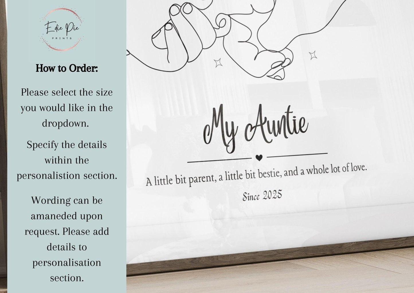 Personalized Aunt & Niece Line Art Print: Custom Aunt Gift