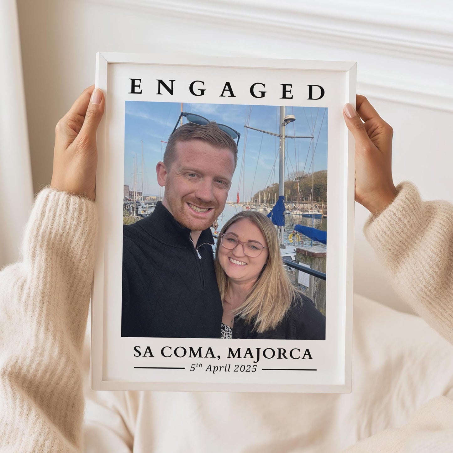 Custom Engagement Photo Print| Personalised Date & Location Gift
