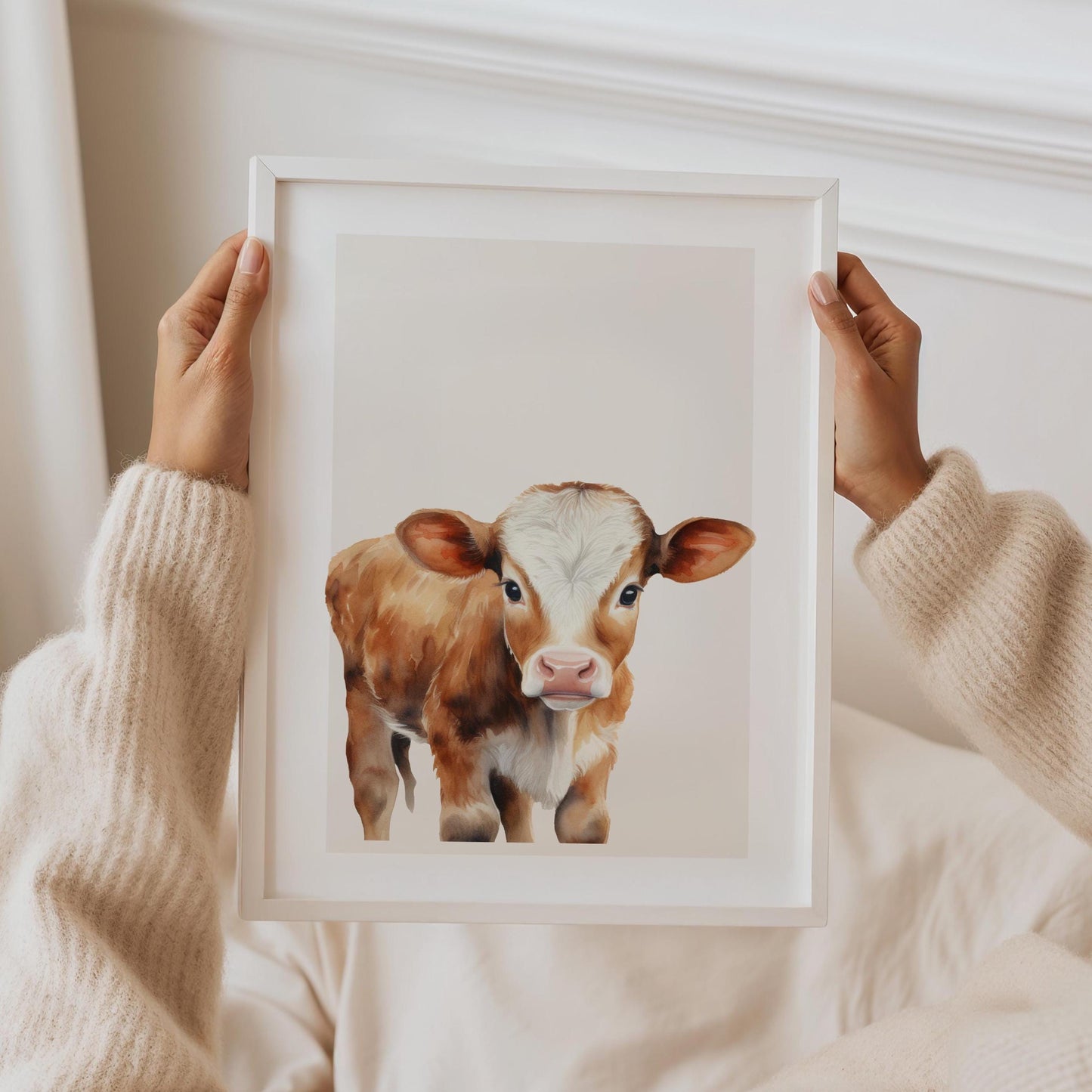 Watercolor Farm Animal Print: Baby Nursery Wall Decor (PDF)