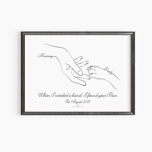 Custom Pet and Owner Paw Print - Minimalist Keepsake Art