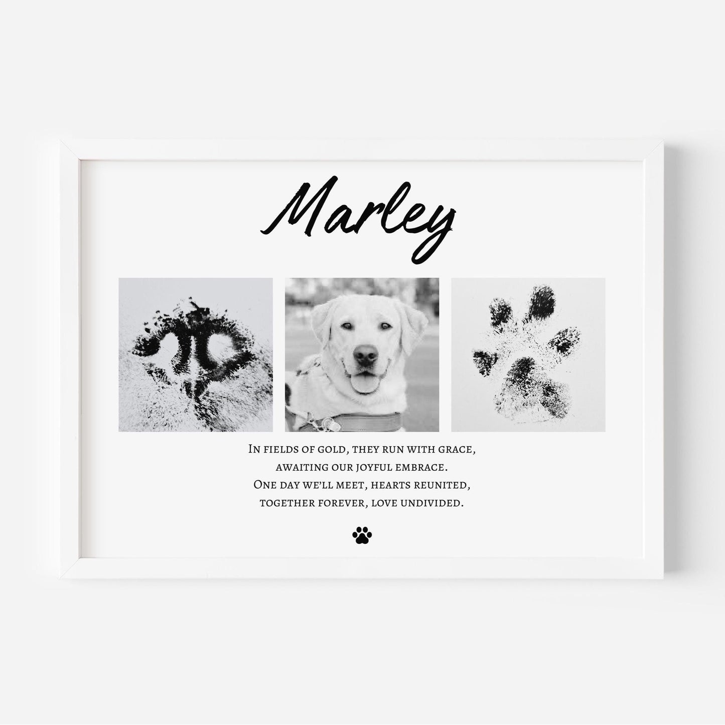 Custom Dog Memorial Photo Collage Print: Rainbow Bridge Pet Loss Gift