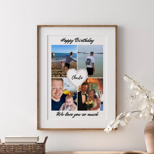 Personalised Birthday Photo Collage Print, Custom Milestone Gift Framed