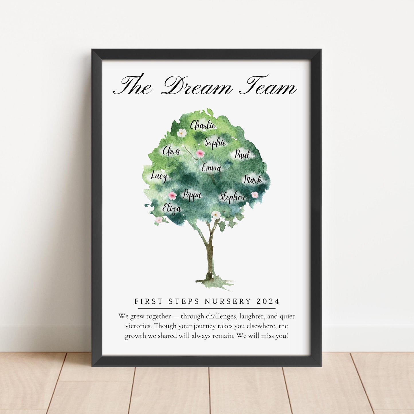 Personalized Watercolour Dream Team Print: Retirement Gift, Colleague Farewell