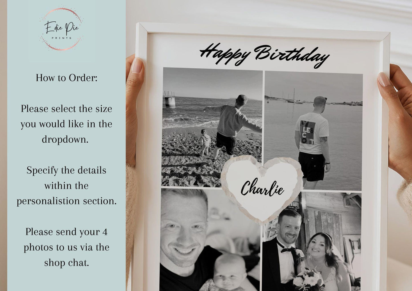 Personalised Birthday Photo Collage Print, Custom Milestone Gift Framed