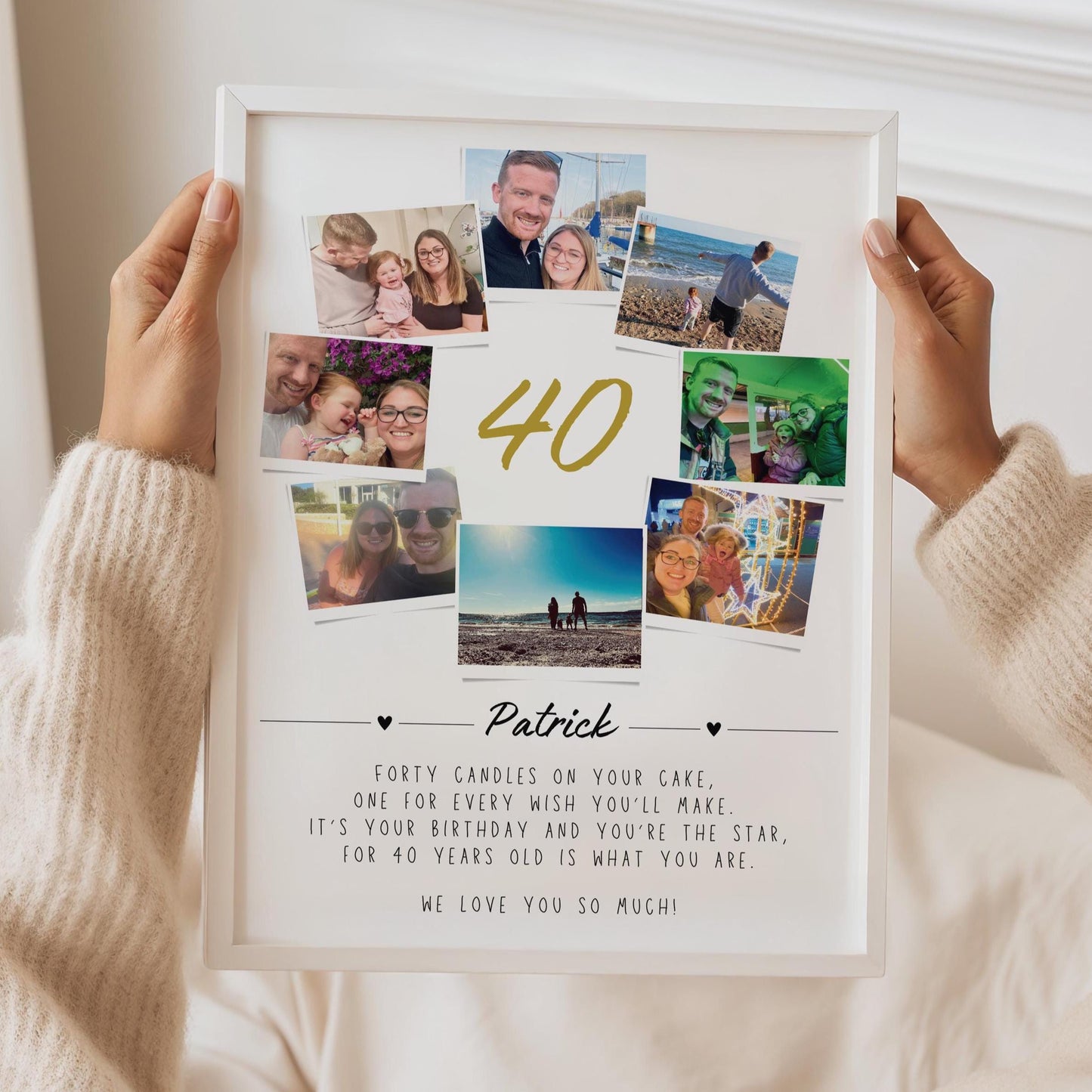Personalized 40th Birthday Photo Collage Print: Milestone Celebration Wall Art