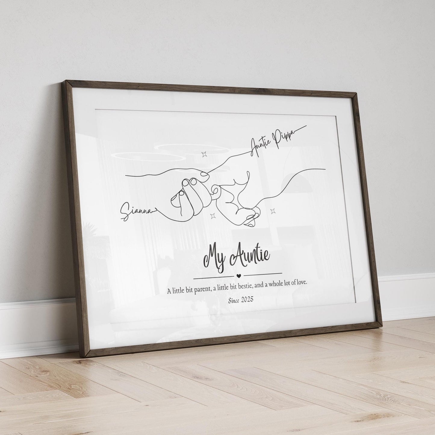 Personalized Aunt & Niece Line Art Print: Custom Aunt Gift