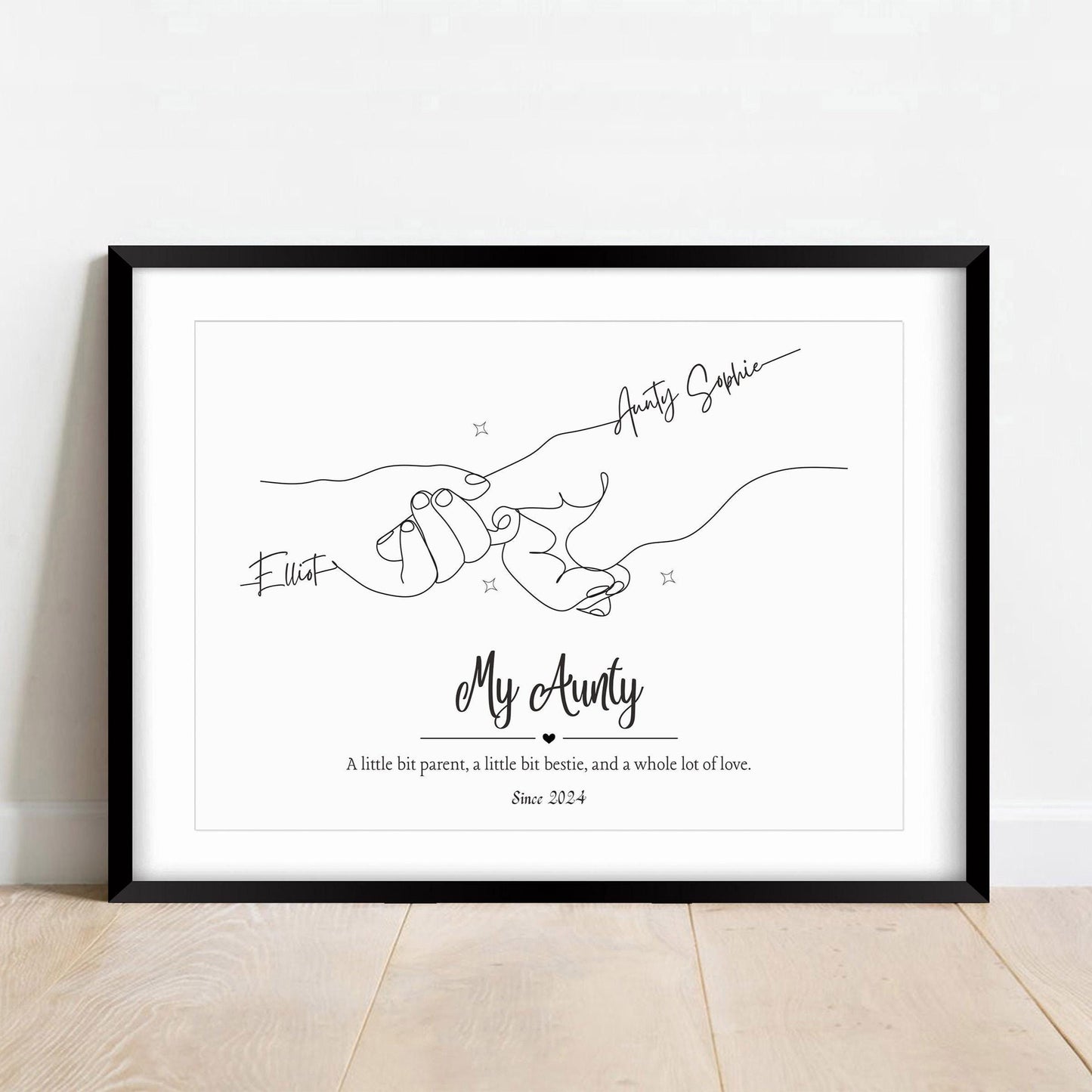 Personalized Aunt & Niece Line Art Print: Custom Aunt Gift