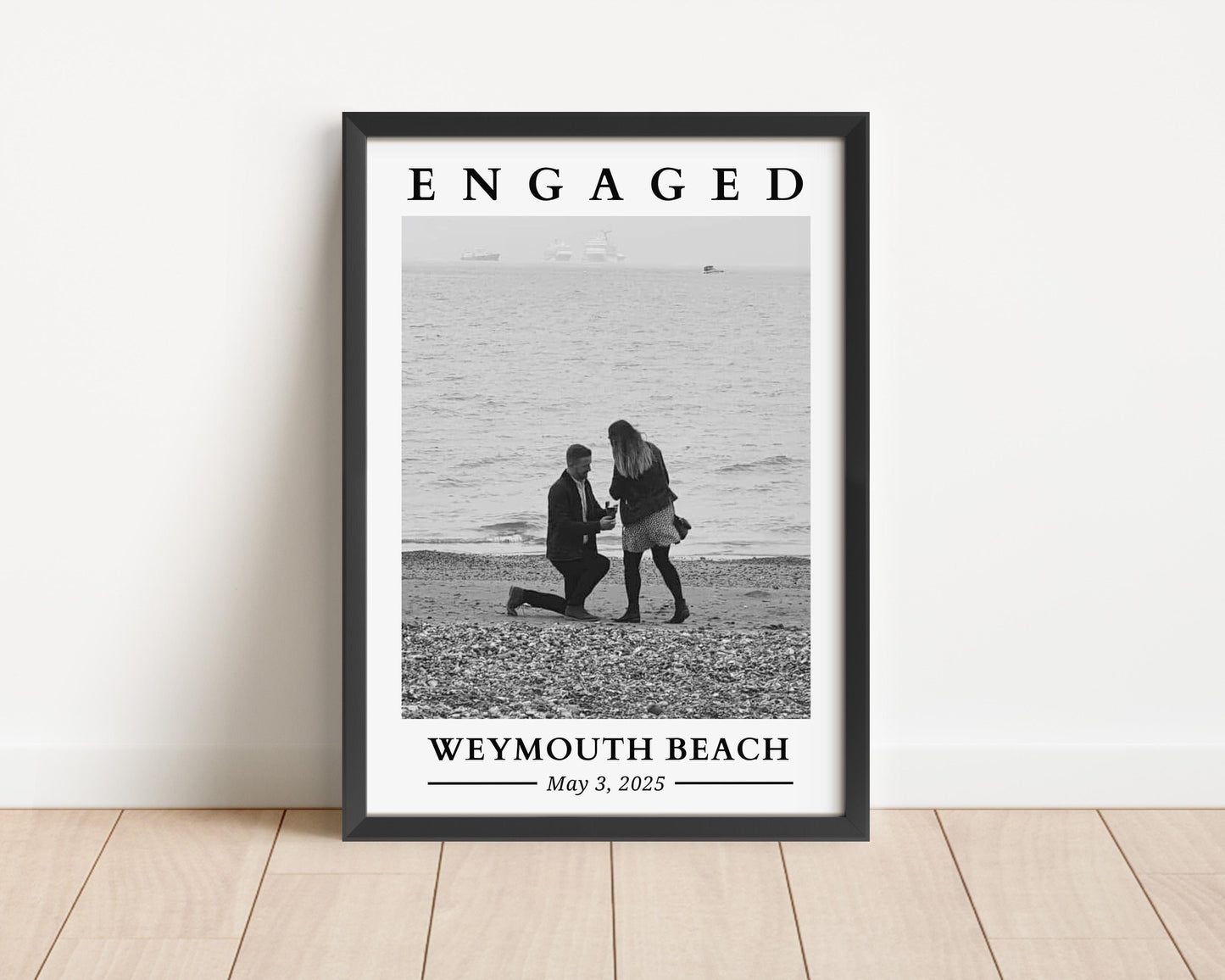 Custom Engagement Photo Print| Personalised Date & Location Gift