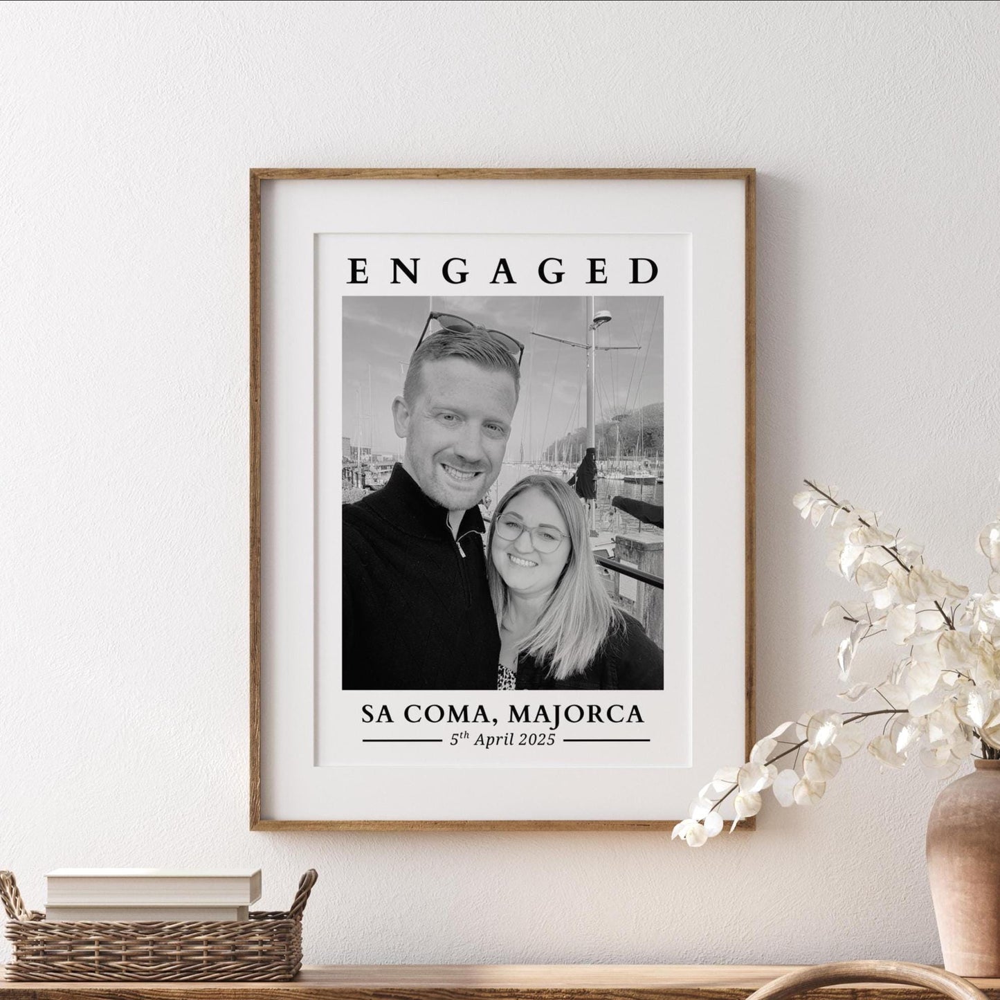 Custom Engagement Photo Print| Personalised Date & Location Gift