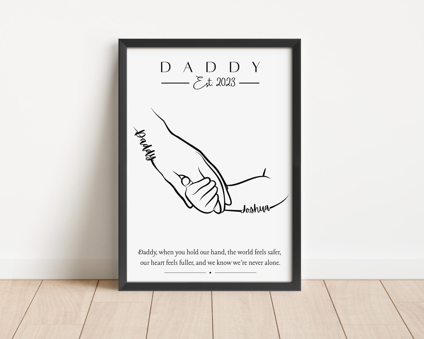 Personalised Daddy Handprint Gift, Custom Father & Children Print, Father’s Day Gift for Him, New Dad Keepsake Art, Children to Daddy Gift