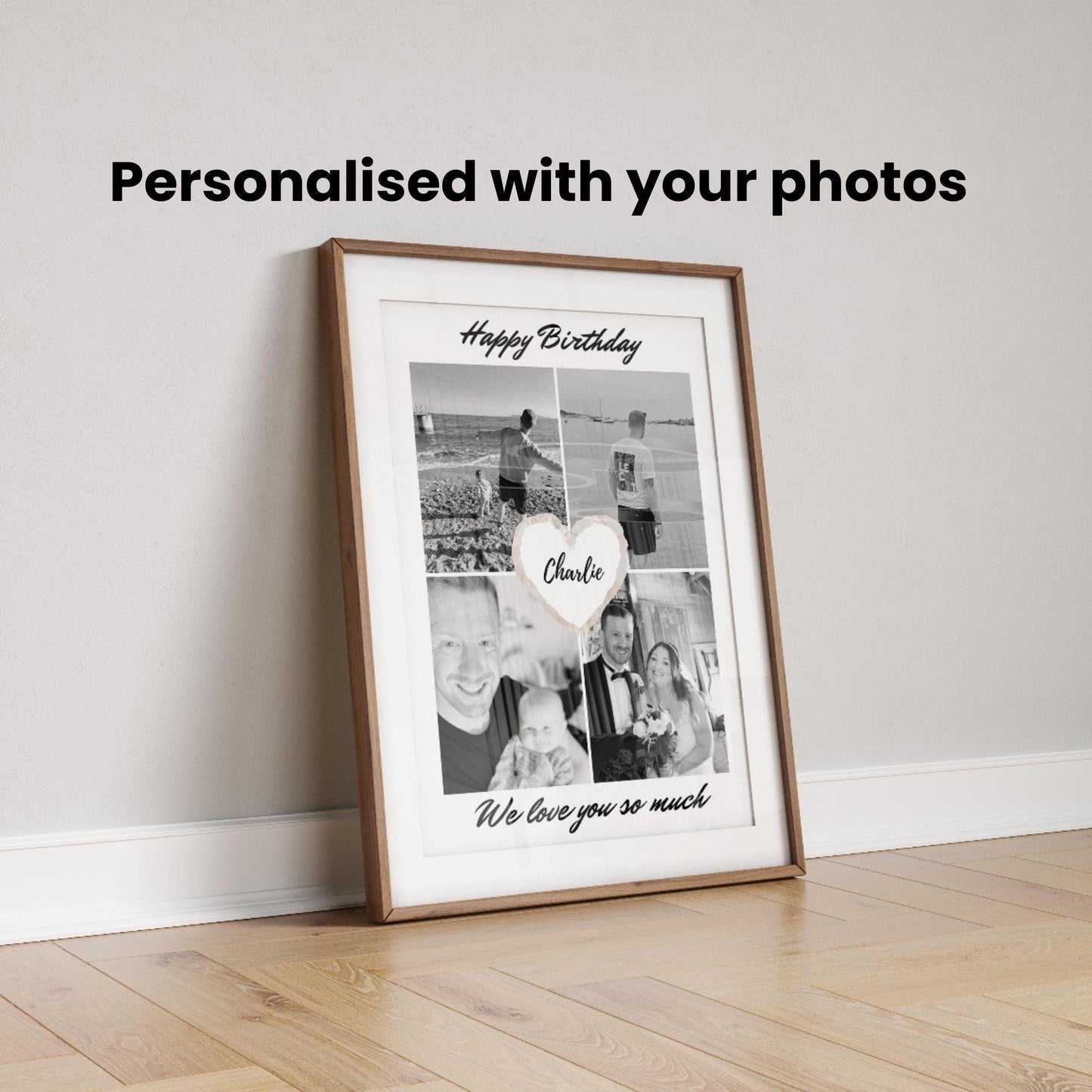 Personalised Birthday Photo Collage Print, Custom Milestone Gift Framed