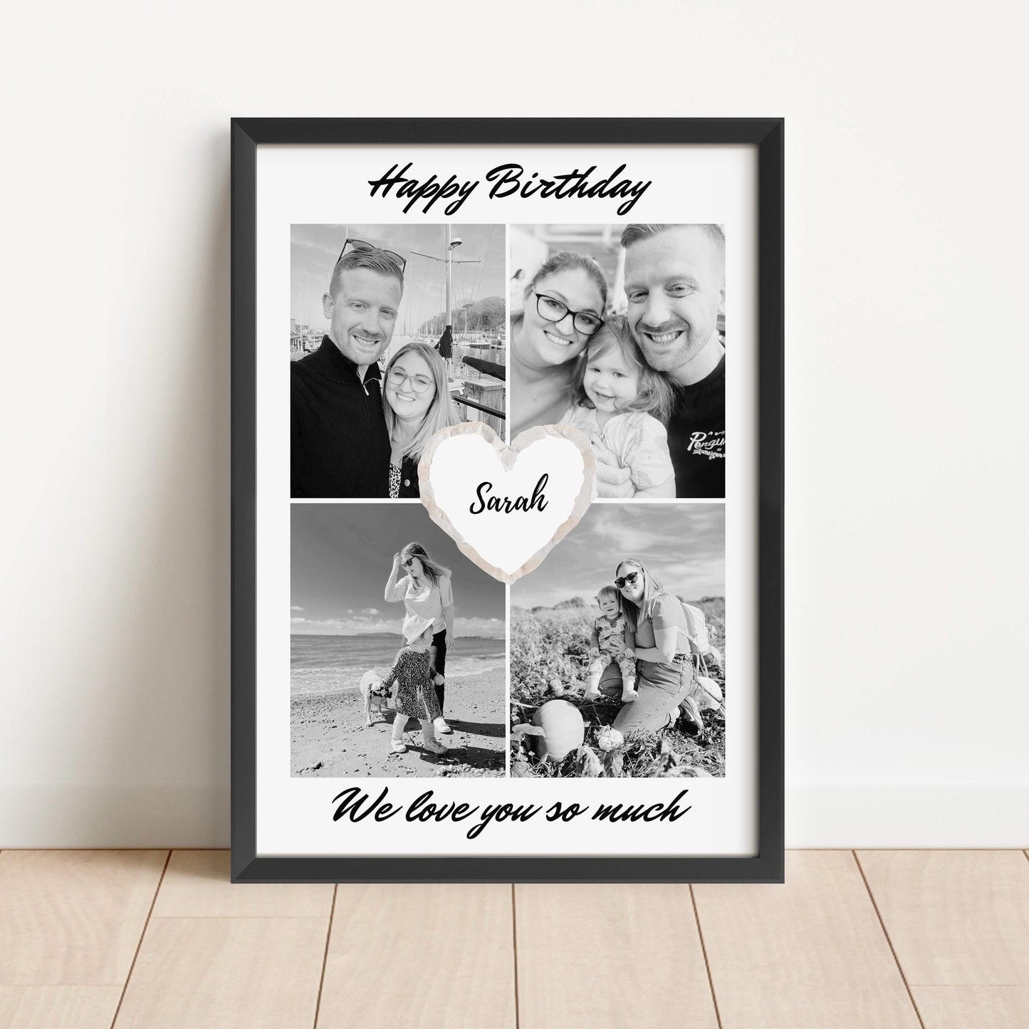 Personalised Birthday Photo Collage Print, Custom Milestone Gift Framed