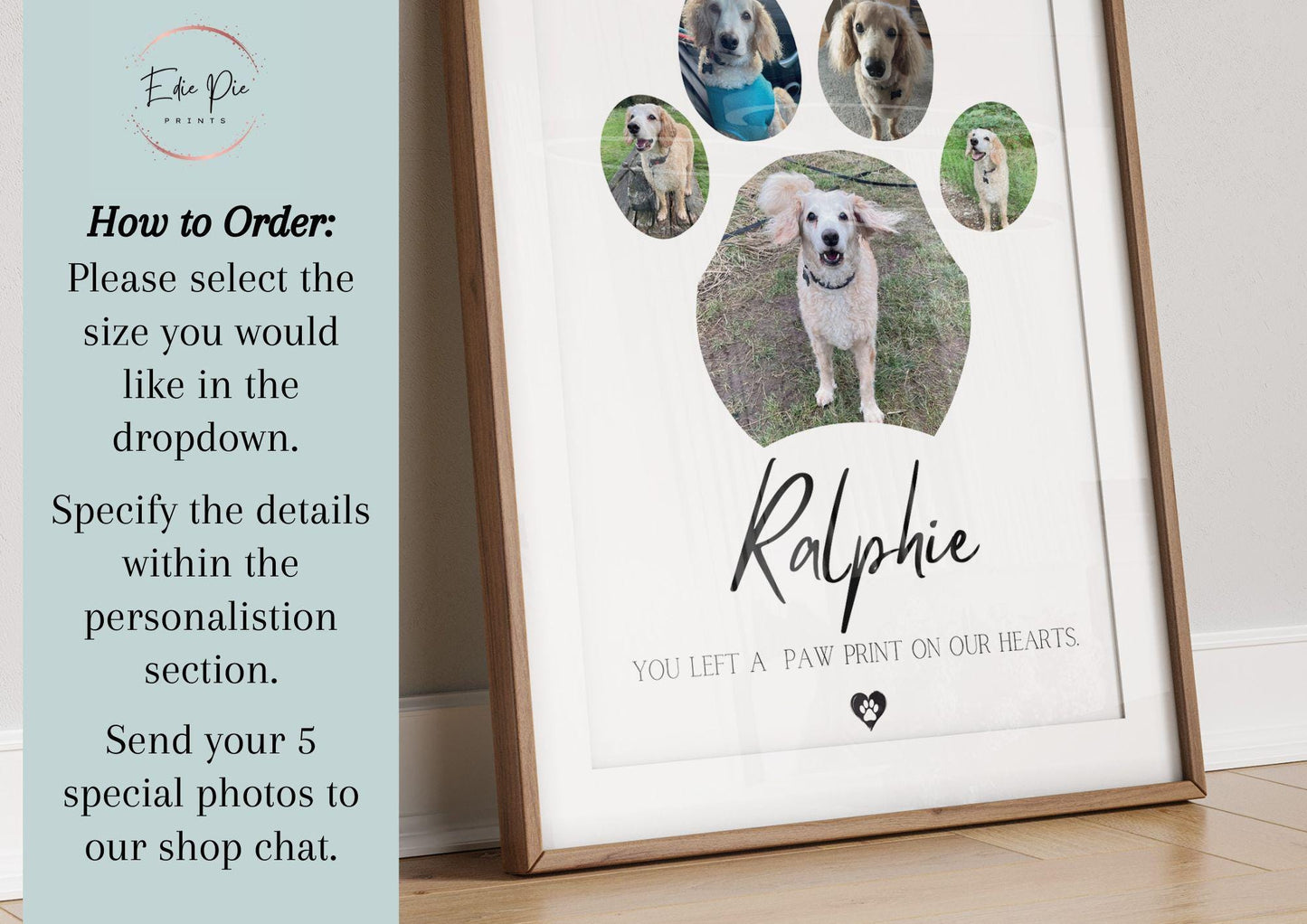 Custom Dog Memorial Photo Collage: Paw Print Pet Loss Gift