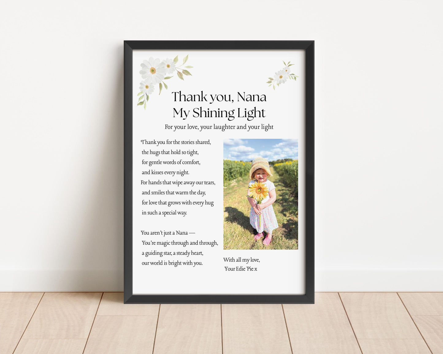 Personalized Nana Poem Print: Custom Floral Photo Gift